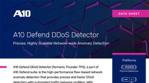 Screenshot of data sheet document, titled A10 Defend Detector